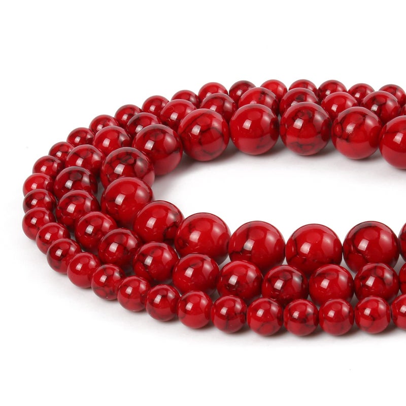 Xilitata 35pcs 10mm Red Beads Red Turquoise Bead Crystal Gemstone Beads for Bracelets  Natural Stone Beads for Jewelry Making DIY Bracelet Necklace - Image 2